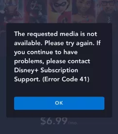 Disney Plus Error Code 41